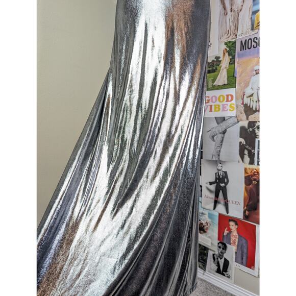 Vintage Silver Metallic Maxi Dress - Picture 2 of 6